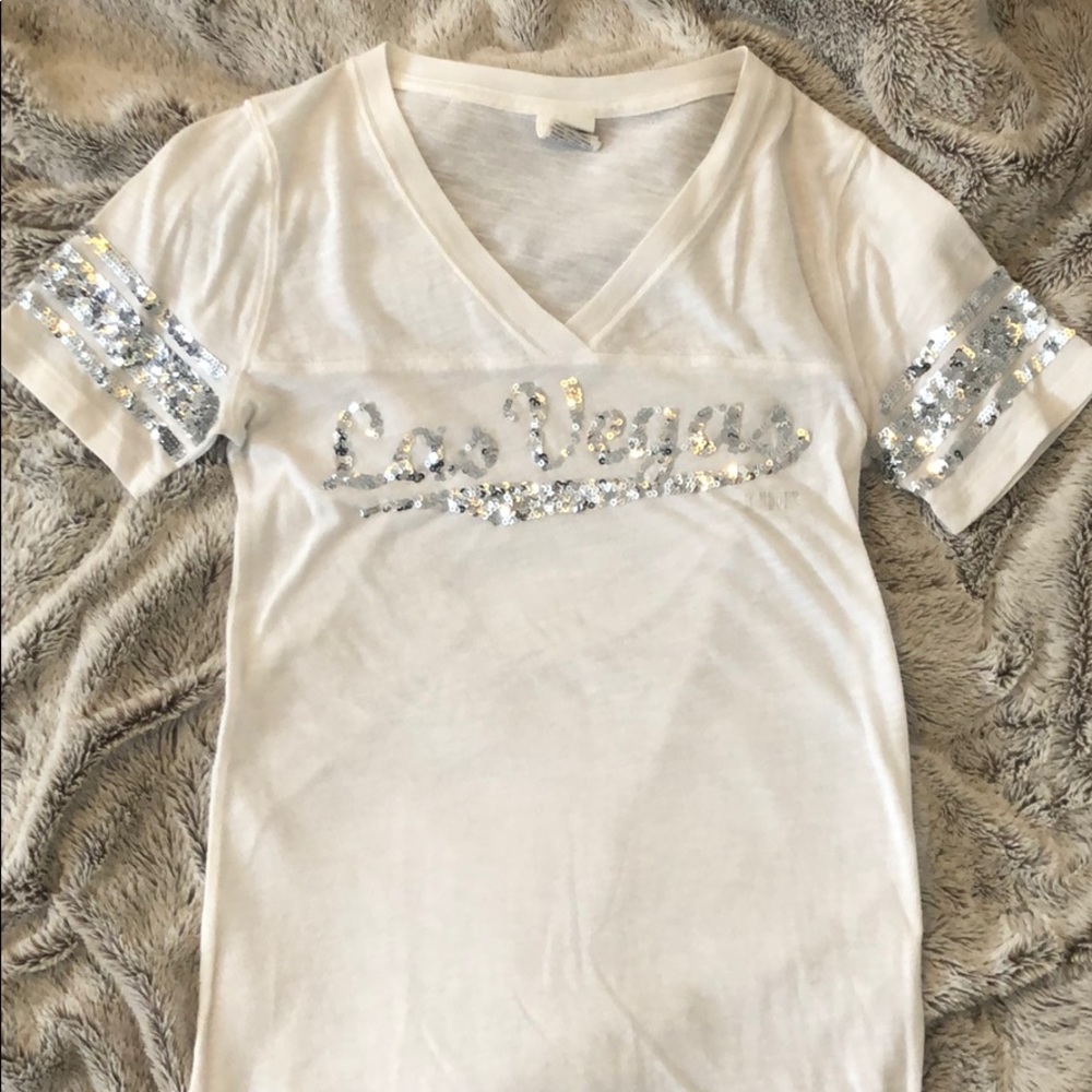 PINK white and sparkled LAS VEGAS tee